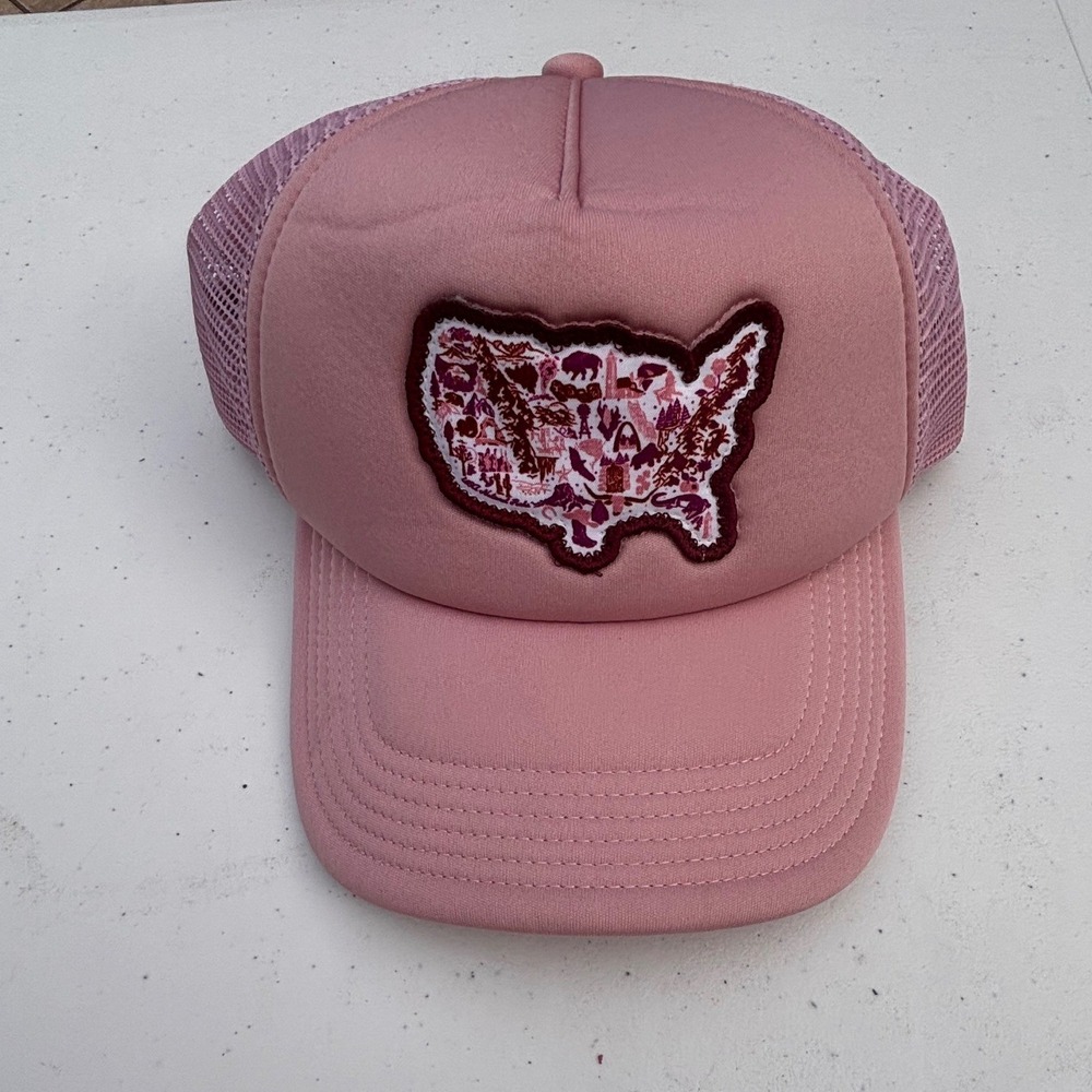Legacy Trucker Hat Unisex OSFM Pink USA Map Patch Mesh Snapback